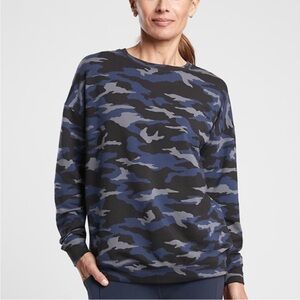 Athleta Studio to Street Printed Sweatshirt in Blue Camo, Women’s Size 1X